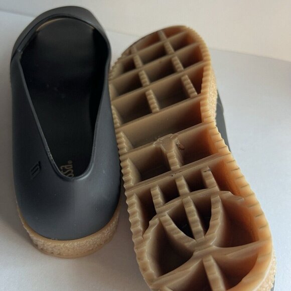 Melissa Womens Puzzle Flats 8 Platform Slip On Open Toe Black Rubber Scent - Picture 10 of 15